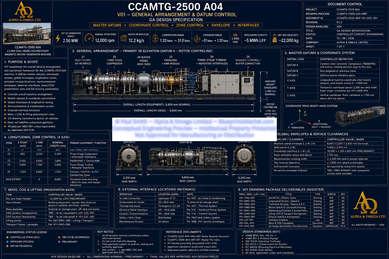 V01 General Arrangement Datum Control Sheet 1 of 7