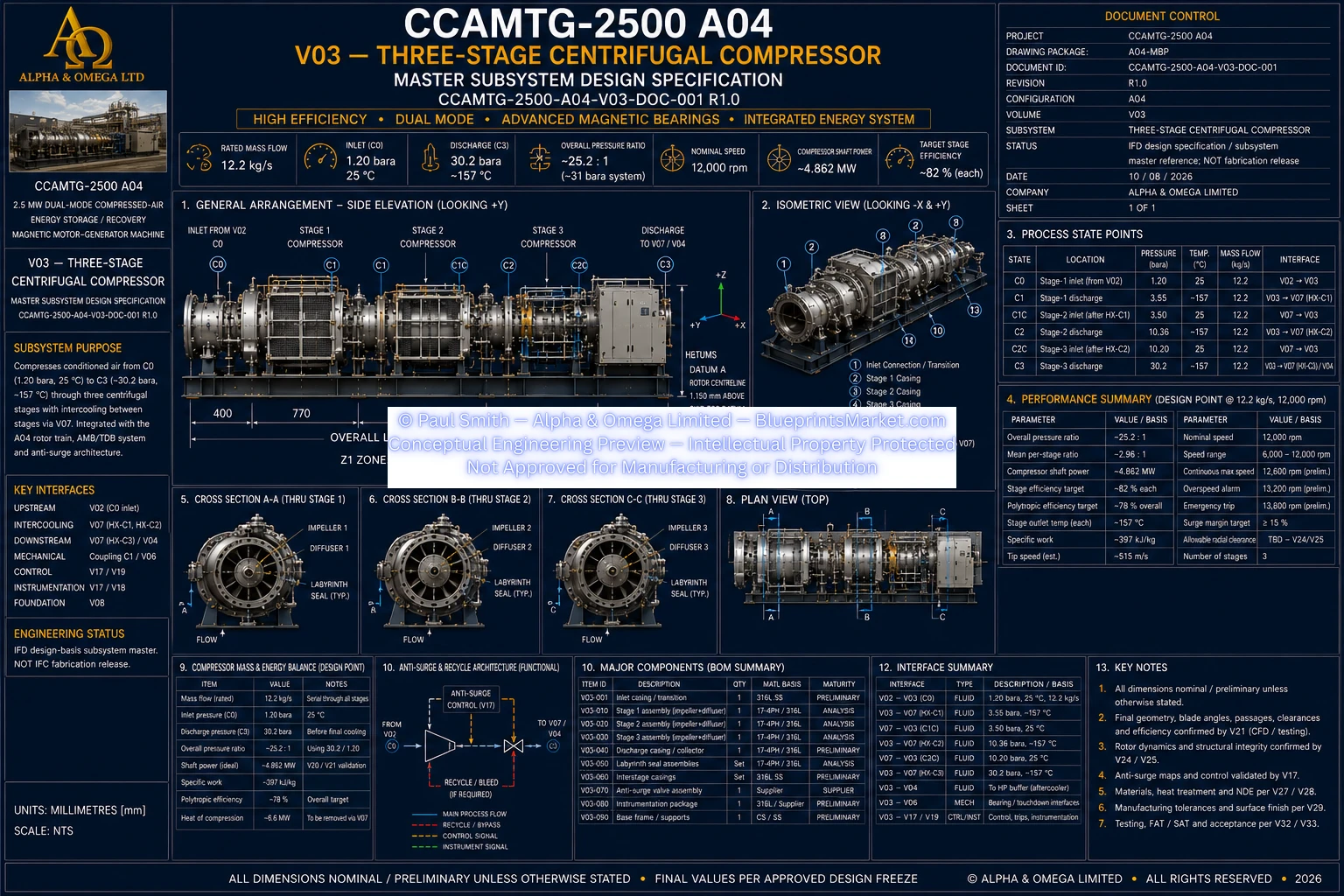 V03 Three-Stage Centrifugal Compressor Sheet 1 of 1