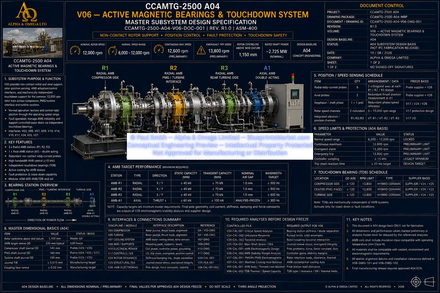 V06 Active Magnetic Bearings Touchdown System Sheet 1 of 2