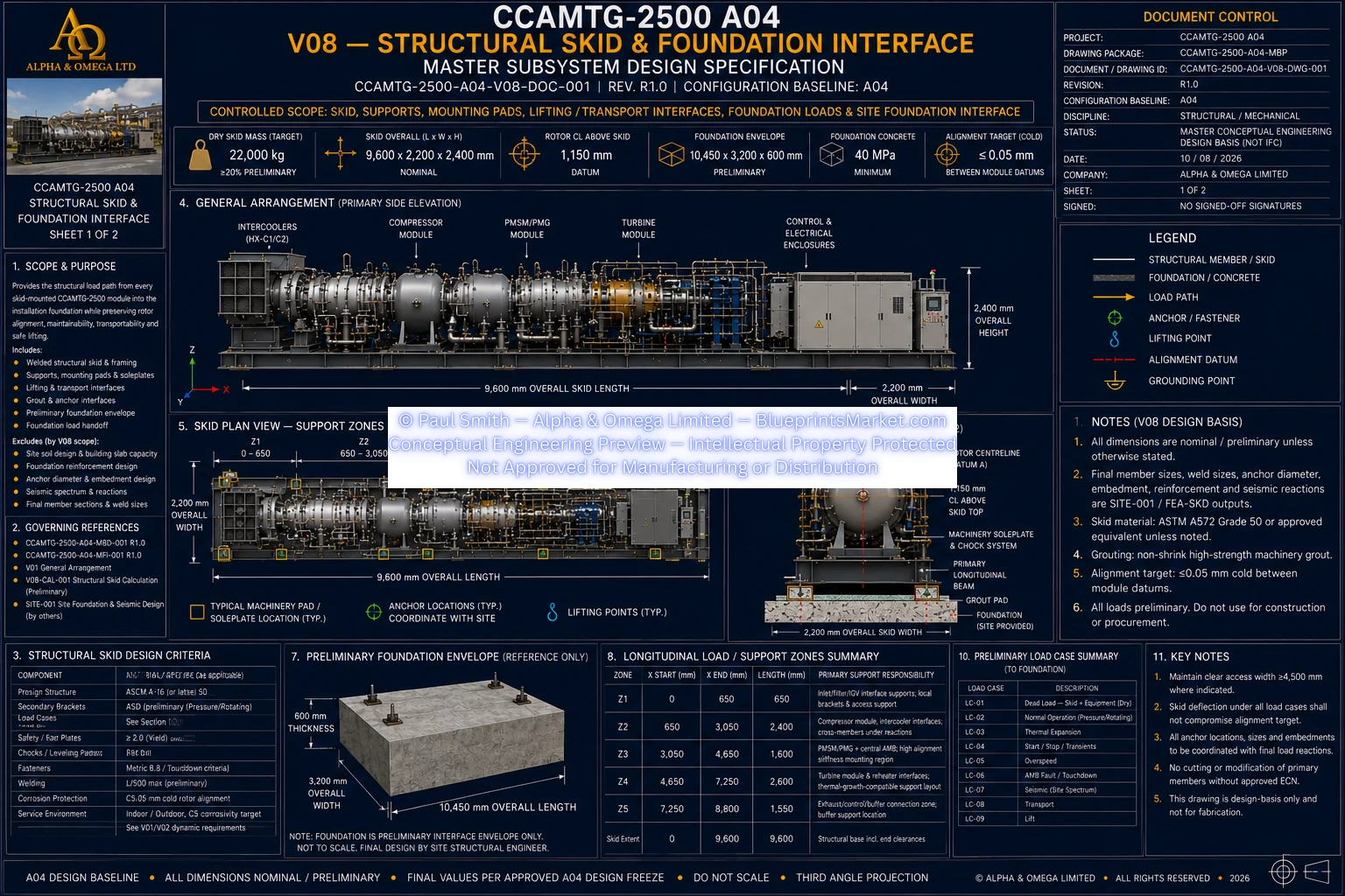 V08 Structural Skid Foundation Interface Sheet 1 of 2