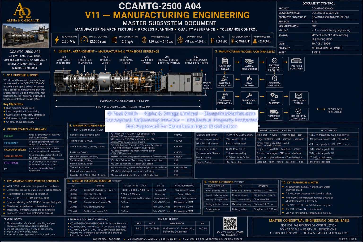 V12 Manufacturing Engineering Sheet 1 of 9