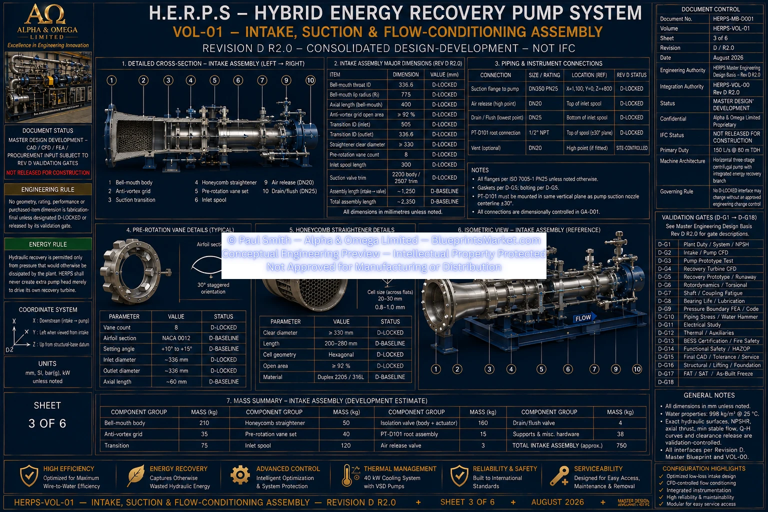 HERPS VOL 01 INTAKE SUCTION FLOW CONDITIONING ASSEMBLY SHEET 3 OF 6 REV D R2.0