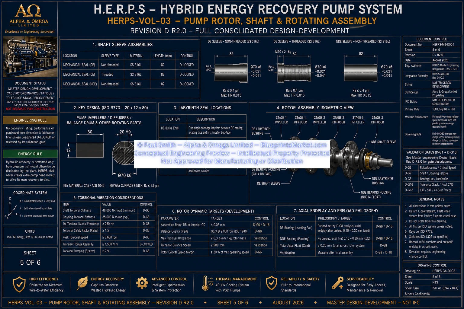 HERPS VOL 03 PUMP ROTOR SHAFT AND ROTATING ASSEMBLY SHEET 5 OF 6 REV D R2.0