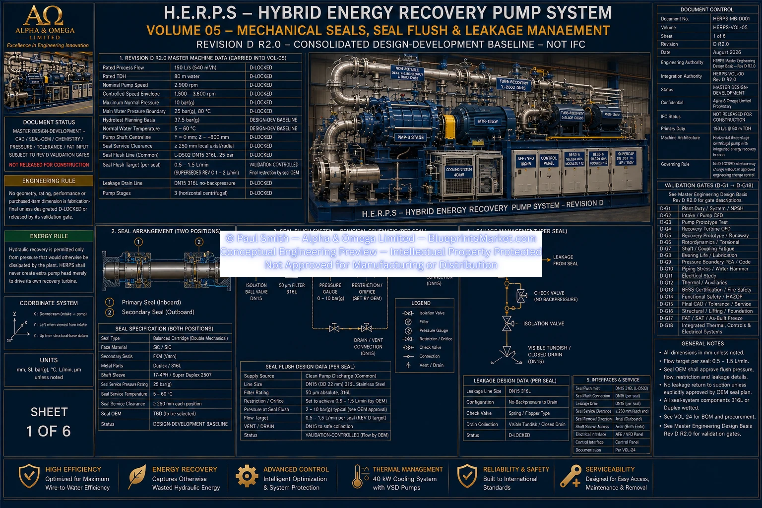 HERPS Revision D Volume 05 Mechanical Seals Seal Flush and Leakage Management Blueprint Sheet 1 of 6