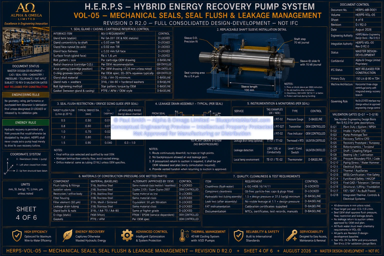 HERPS Revision D Volume 05 Mechanical Seals Seal Flush and Leakage Management Blueprint Sheet 4 of 6