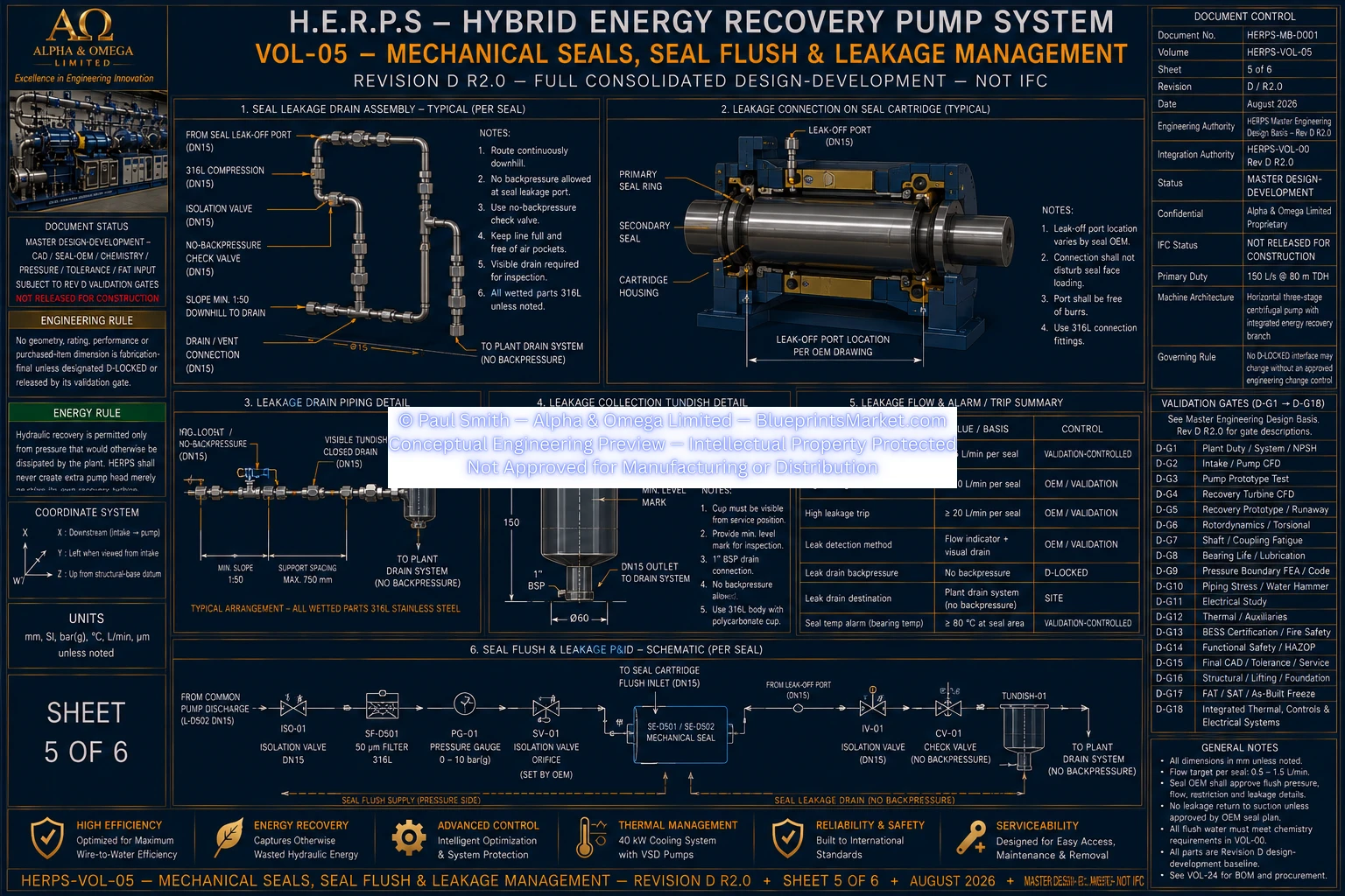 HERPS Revision D Volume 05 Mechanical Seals Seal Flush and Leakage Management Blueprint Sheet 5 of 6