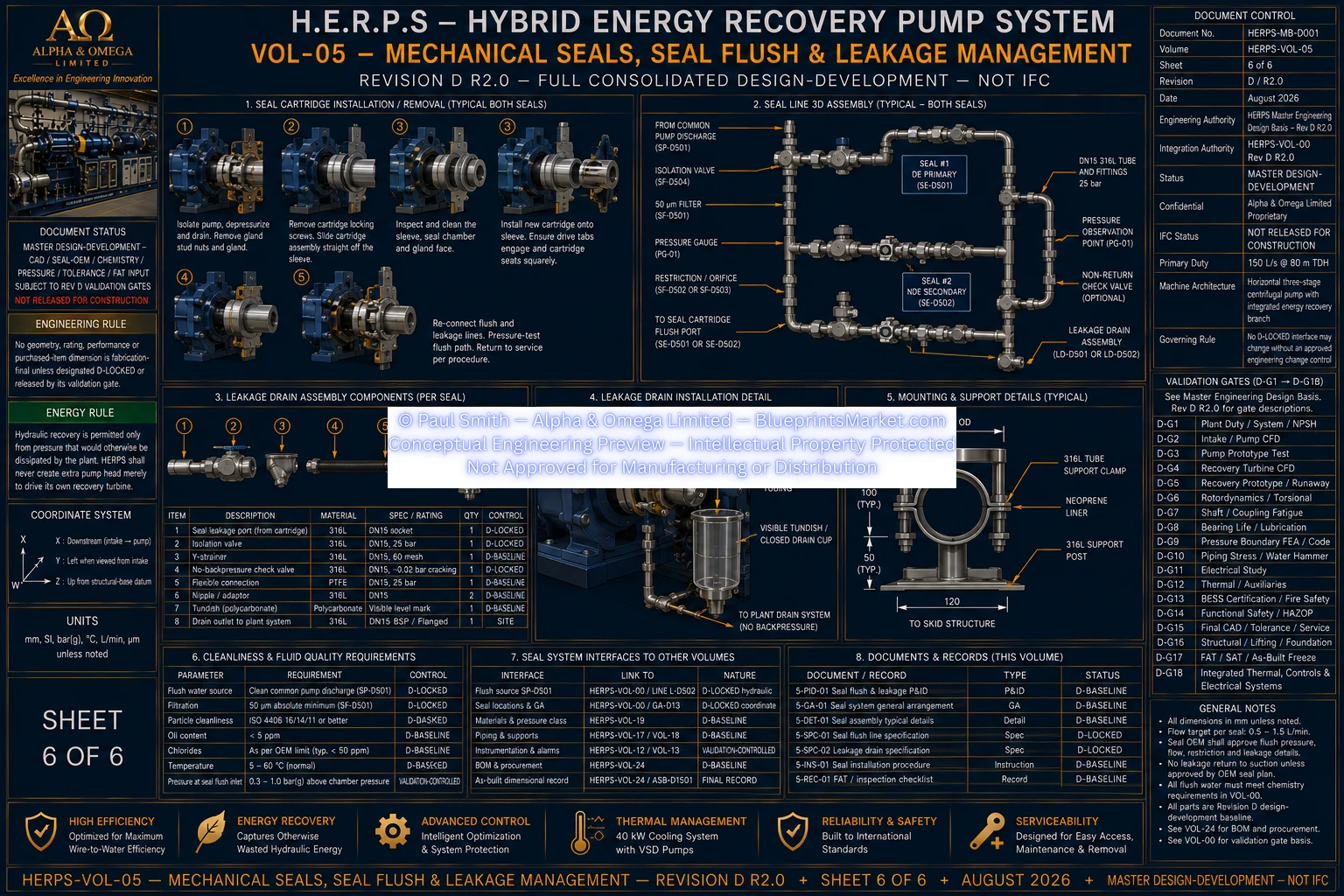 HERPS Revision D Volume 05 Mechanical Seals Seal Flush and Leakage Management Blueprint Sheet 6 of 6