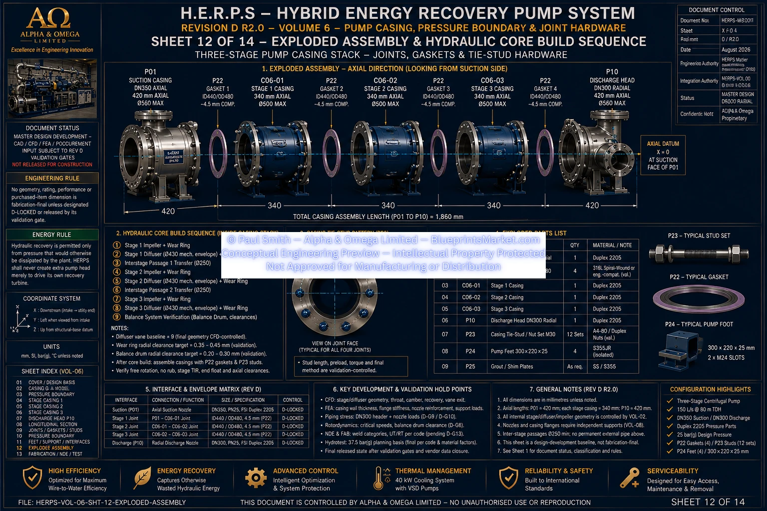 HERPS VOL 06 PUMP CASING PRESSURE BOUNDARY AND JOINT HARDWARE SHEET 12 OF 14 REV D R2.0