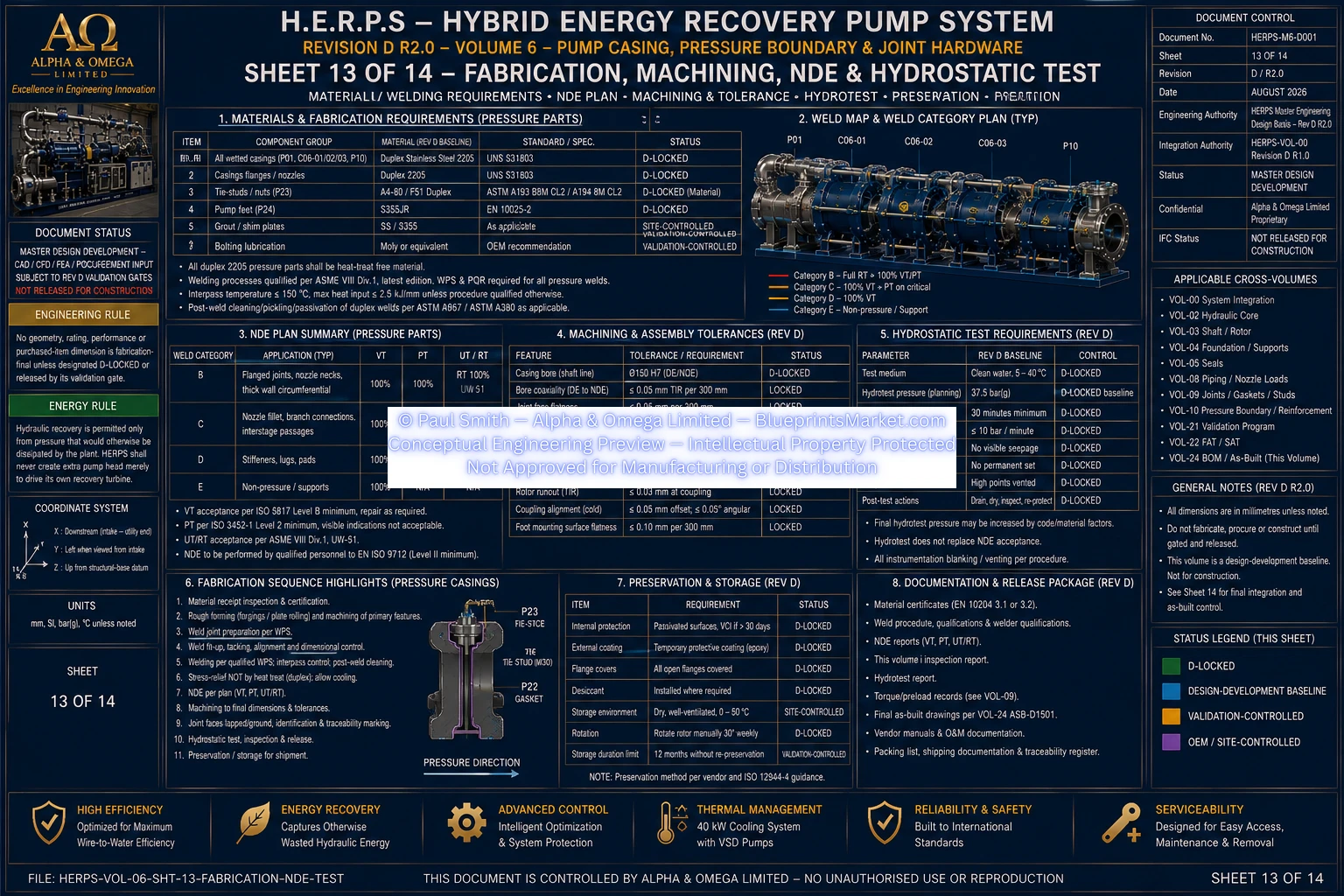 HERPS VOL 06 PUMP CASING PRESSURE BOUNDARY AND JOINT HARDWARE SHEET 13 OF 14 REV D R2.0