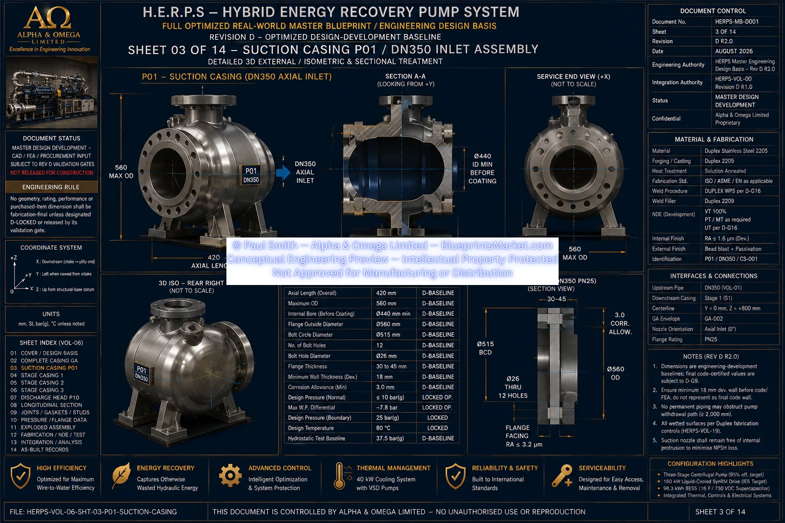 HERPS VOL 06 PUMP CASING PRESSURE BOUNDARY AND JOINT HARDWARE SHEET 3 OF 14 REV D R2.0
