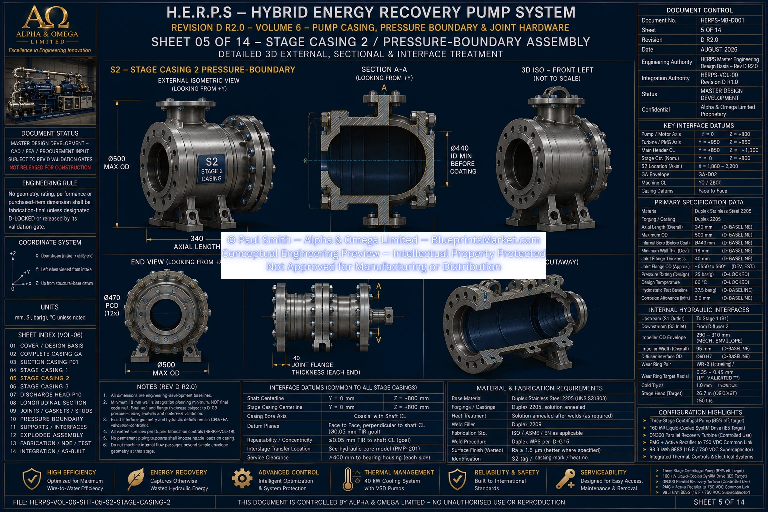 HERPS VOL 06 PUMP CASING PRESSURE BOUNDARY AND JOINT HARDWARE SHEET 5 OF 14 REV D R2.0